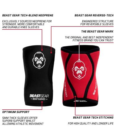 Beast Gear Sleeves - Premium 5mm Neoprene Compression Knee Bandages for Weightlifting CrossFit & Run - XL Support & Protection - Buy Online on SooperMarket.com