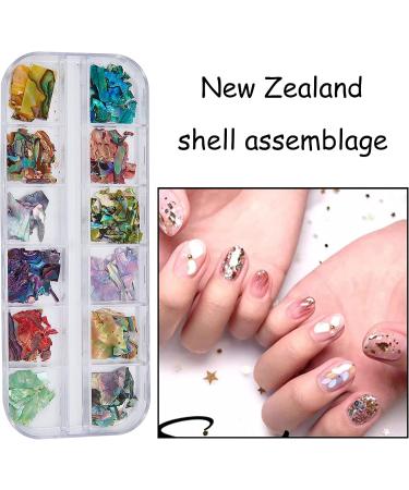 NICENEEDED 12 Colors Abalone Seashell Nail Art Flakes - Style 2 - Buy Online on SooperMarket.com