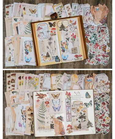 Knaid Vintage Scrapbook Supplies Pack - 200 Pieces for Junk Journals, Planners & Bullet Journals | Botanical Paper Stickers & Craft Kits for Aesthetic Cottagecore Collage Albums - Nature Theme - Buy Online on SooperMarket.com