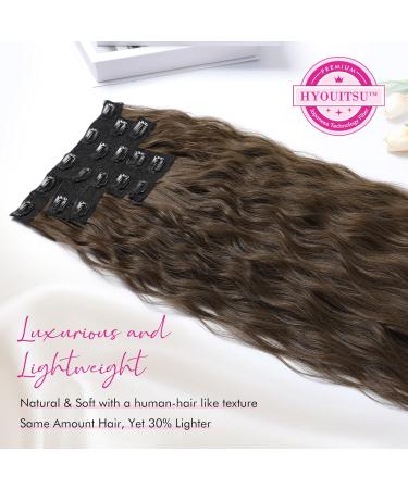 REECHO 5PCS Brown Clip in Hair Extensions 24 Thick Long Loose Waves - HE002 Invisible Lace Weft Natural Soft Hairpieces for Women - C Chocolate Brown - Buy Online on SooperMarket.com
