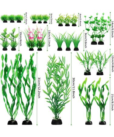 Quozuo 25 Pieces Artificial Aquarium Plants - Easy Green Plastic Decor for Stunning Aquariums - Buy Online on SooperMarket.com