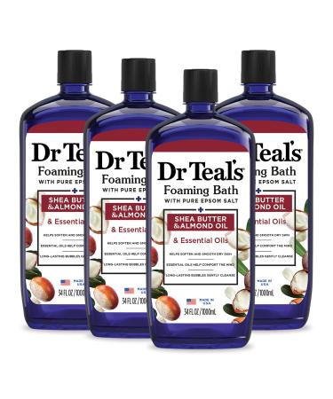 Dr Teal's Foaming Bath with Pure Epsom Salt Shea Butter & Almond 34 fl oz (Pack of 4) (Packaging May Vary)