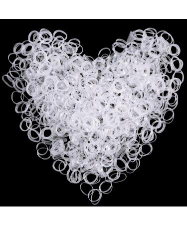 Sularpek Hair Bands 1000Pcs Clear Elastic Hair Bands Mini Hair Rubber Bands Clear Small Hair Bands Soft Hair Elastics Ties Bands for Kids Hair Braids Hair Wedding Hairstyle