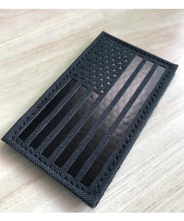 Infrared IR US American Flag Patch Set - Tactical Vest Patches - 2x3.5 - Hook-Fastener Backing - Black - 1 Left + 1 Right - Buy Online on SooperMarket.com