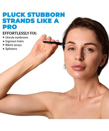 Deer Precision Tweezers Set - Stainless Steel, Professional Ingrown Hair Remover with Carry Pouch for Men & Women - Buy Online on SooperMarket.com