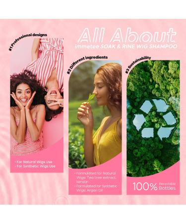Immetee 2-in-1 Shampoo & Conditioner for Wigs | Soak & Rinse Wig Shampoo for Human & Synthetic Hair | 300ml - Prolong Wig Life - Buy Online on SooperMarket.com