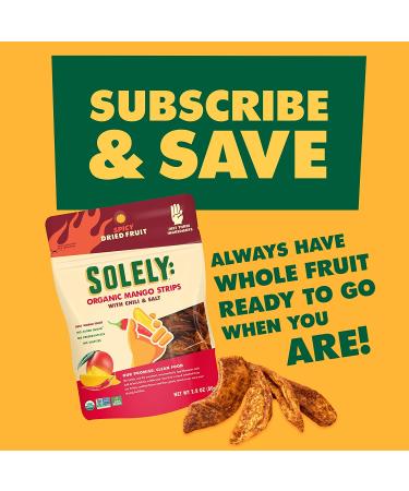 Solely Organic Spicy Mango Strips with Chili and Salt 2.8 oz (Pack of 8) | Vegan, Non-GMO, No Added Sugar | Dried Mango Snack - Buy Online on SooperMarket.com