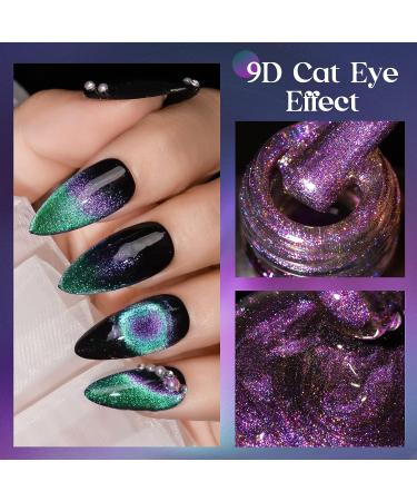 MIZHSE 9D Cat Eye Gel Nail Polish Set - 2 Pcs Chameleon Magnetic Galaxy Cateye Manicure Kit - 10ML Green - Buy Online on SooperMarket.com