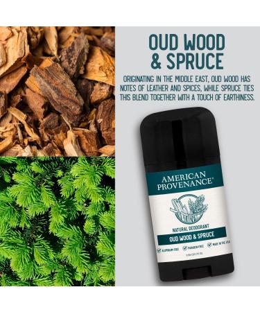 American Provenance Men's Aluminum Free Deodorant - Long-Lasting Natural Protection with Essential Oils - Oud Wood & Spruce Scent - Made in USA - Cruelty Free - 1 Pack - Buy Online on SooperMarket.com