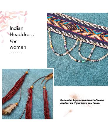 CAKURE Feather Headband Sequin Gypsy Indian Boho Hair Chain for Women and Girls (Type B) - Buy Online on SooperMarket.com
