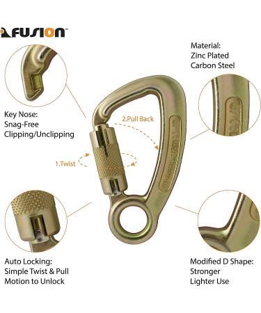 Fusion Climb Liberty Steel Auto-Lock Carabiner - High Strength Captive Eye (Gold) - Buy Online on SooperMarket.com