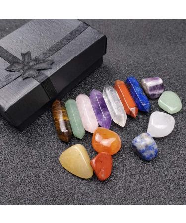Crystal TOME Set of 14 Pcs Chakra Crystal Point Wands 1.3" Energy Crystal Stones Kit Polished Tumbled Stones Decor-Lapis Lazuli/Amethyst/Clear Quartz/Rose Quartz/Sodalite/Green Aventurine/Red Agate Healing Crystals Set (7+7Pcs) - Buy Online on SooperMarket.com