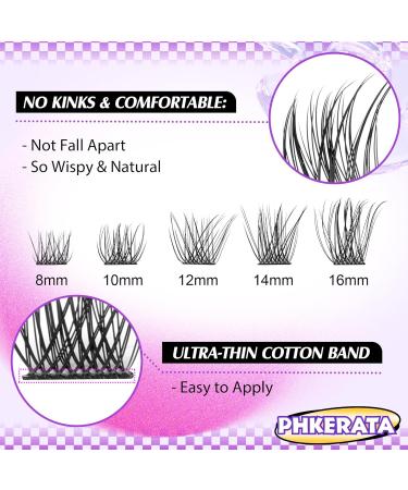 PHKERATA Wispy Cluster Lashes Kit - 108Pcs C Curl Natural Eyelash Clusters with Bond, Seal, and Tweezers | Individual Eyelashes Extension Set (0.07D 8-16MM) - Natural Look - Buy Online on SooperMarket.com