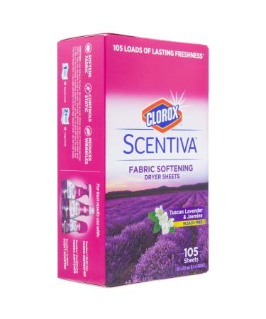 Scentiva Fabric Softening Dryer Sheets | Fabric Sheets in Tuscan Lavender & Jasmine Scent | Laundry Dryer Sheets for Fresh & Clean Clothes| 105 Count Tuscan Lavender & Jasmine 105 Count (Pack of 1)