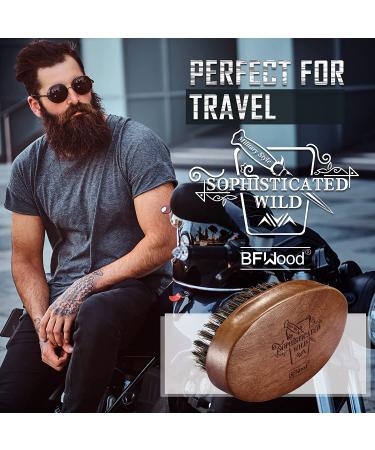 BFWood Boar Bristle Beard Brush - Premium Black Walnut Military Style - Buy Online on SooperMarket.com
