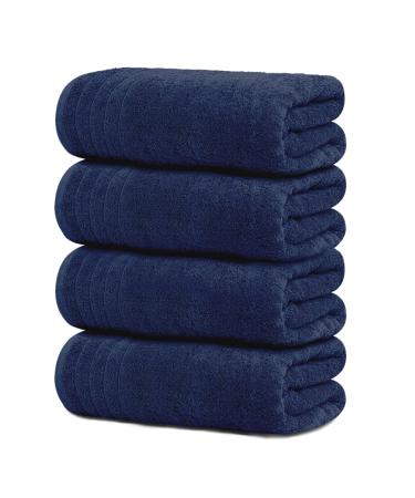 Tens Towels Large Bath Towels, 100% Cotton Towels, 30 x 60 Inches, Extra Large Bath Towels, Lighter Weight & Super Absorbent, Quick Dry, Perfect Bathroom Towels for Daily Use 4PK BATH TOWELS SET Navy