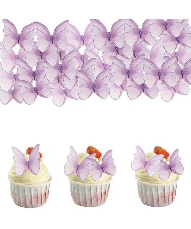 Alegre edible butterflies for cake 48 pieces of eating papier Tortendendeko butterflies decoration cake birthday purple butterflies cupcake topper edible cake decoration edible muffin decoration wedding baptism