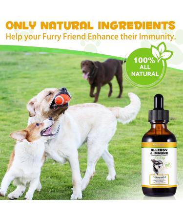 Natural Allergy Relief for Dogs - Herbal Drops for Itchy Skin & Seasonal Allergies - Supports Healthy Immune System - Bacon Flavor - 60ml - Buy Online on SooperMarket.com