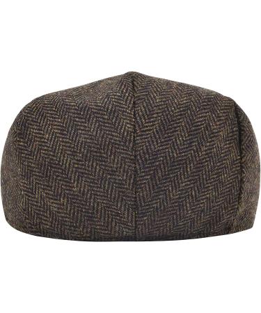 STARANCE Men's Wool Blend Newsboy Ivy Hat Tweed Flat Cap Herringbone Coffee 7 1/4 - Buy Online on SooperMarket.com