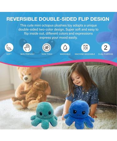 XEANCO Octopus Plushie - Double-Sided Flip Reversible Soft Stuffed Toy for Kids and Friends in Sea Green Blue | Perfect for Playing & Expressing Mood - Buy Online on SooperMarket.com