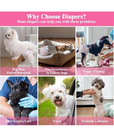 Dono Disposable Dog Diapers for Female Dogs - Super Absorbent & Leak-Proof - 48 Count Sizes XXS to L - Ideal for Incontinence Heat & Periods - Buy Online on SooperMarket.com