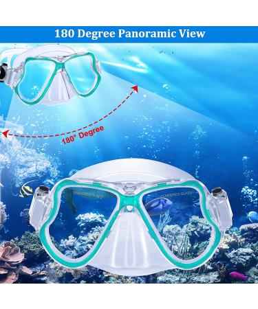 JARDIN Dry Snorkel Set | Panoramic View Anti-Fog Diving Mask | Free Breathing & Adjustable Strap | Professional Snorkeling Gear for Adults | Teal - Buy Online on SooperMarket.com