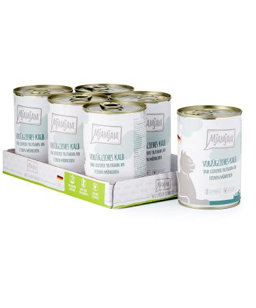 Mjamjam - Premium wet feed for cats - excellent calf & turkey on delicious carrot 6 -pack (6 x 400 g) grain free with extra meat calf + turkey 400 g (6 Pack)