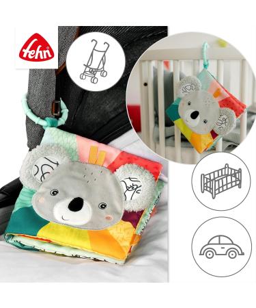 Fehn Baby Koala Fabric Book - Engaging Baby Toy with Squeak Rattles & Crinkle Paper | Soft Sensory Book for Babies 3+ Months - Buy Online on SooperMarket.com