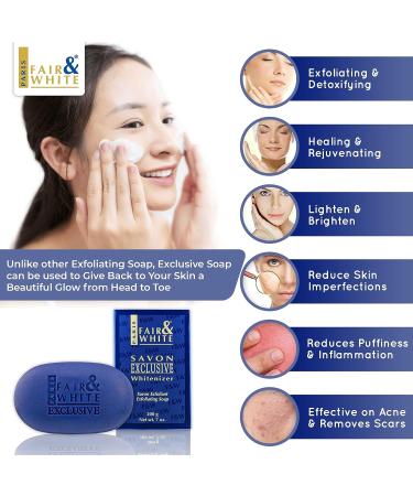 FAIR & WHITE Exclusive Exfoliating Soap 200g/7oz - Moisturizing Bar for Face & Body - Buy Online on SooperMarket.com