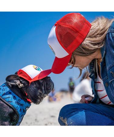 PupLid XS Trucker Hat for Dogs - Stylish Sun Protection for Active Dogs - Red Surfer Dog - Buy Online on SooperMarket.com