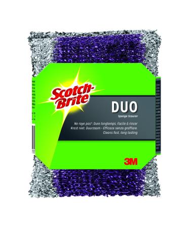 3M Scotch-Brite 43980 Duo Cleaning Sponges 2-Piece Grey Silver Stay fresh