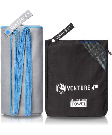 VENTURE 4TH Quick Dry Travel Towel | Fast Drying Microfiber | Essential for Camping, Yoga, Gym | 3 Compact Sizes | Gray Blue | Large 31.5 x 60 - Buy Online on SooperMarket.com