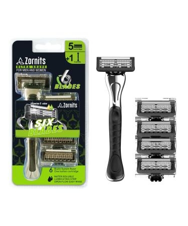 UltraSmooth Razor - Premium Shaving Experience For Men And Women With Any Skin Type - Complete With 6 Precision Blades for Effortless Glide & Superior Comfort