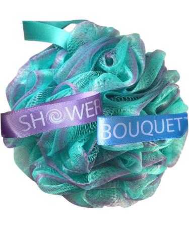 Loofah Bath-Sponge Swirl-Set-XL-75g by Shower Bouquet: Extra-Large Mesh Pouf (4 Pack Color Swirls) Luffa Loofa Loufa Puff Scrubber - Big Full Lather Cleanse Exfoliate with Beauty Bathing Accessories