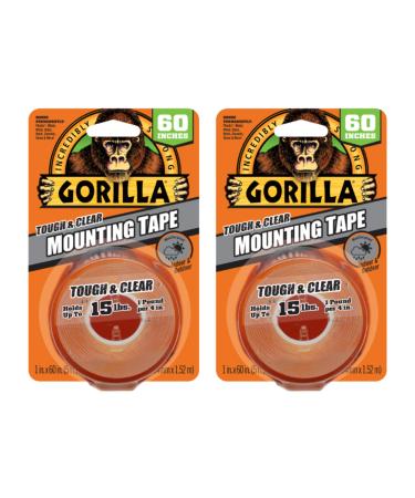 Gorilla Tough & Clear Double Sided Mounting Tape Weatherproof 1 x 60 Clear (Pack of 2) 2 Pack