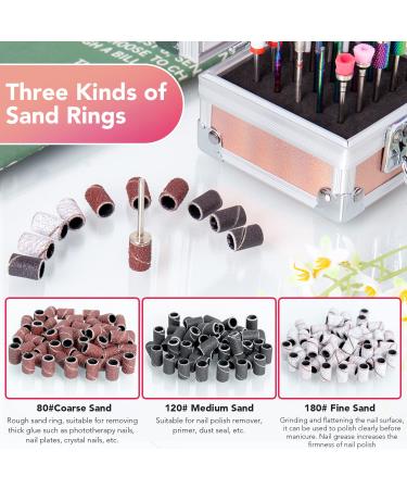 Onism 25Pcs Nail Drill Bits Set - Professional Tungsten Carbide & Ceramic Nail Tools for Manicure/Pedicure Acrylic & Gel Polish Remover - Includes Nail Tool Box & Pink Sanding Bands - Buy Online on SooperMarket.com