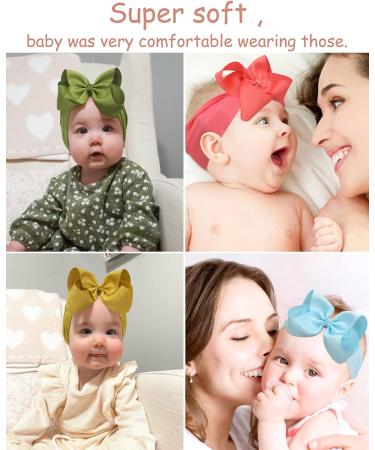 20pcs Baby Headbands Grosgrain Ribbon Bows Girls Headbands Elastic Nylon Hairbands - Hair Accessories for Newborns, Infants, Toddlers, Kids - 6 Inches - Buy Online on SooperMarket.com