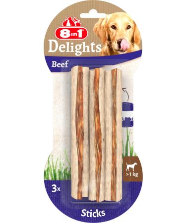 8in1 Delights Beef Sticks - Healthy Causta Tangles for Sensitive Dogs High quality beef wrapped in beef skin 3 pieces beef 75 g (1 Pack)