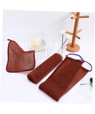 PLAFOPE 1 Set Bath Towel Exfoliating Washcloth African Net Cloth Body Scrubber Exfoliator Towels Brown Nylon - Buy Online on SooperMarket.com