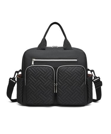 Kono Baby Changing Bag Large Weekender Travel Nappy Tote Stylish for Mom and Dad Convertible Travel Tote Messenger with Insulated Pockets Black