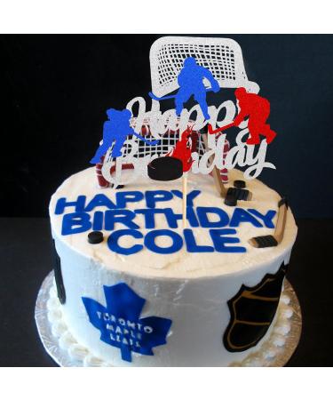 Arthsdite 1Pc Ice Hockey Cake Topper Happy Birthday Sign Sport Cake Decorations Puck Theme for Kids Girl Boy Man Women Birthday Party Supplies - Sliver Glitter Silver - Buy Online on SooperMarket.com
