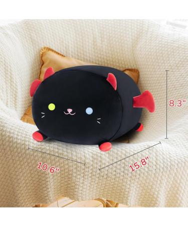 Mewaii Black Devil Cat Plush Pillow 16'' - Soft Stuffed Animal Squishy Toy for Adults, Girls, Boys - Fluffy Cuddle Plushie (16in/40cm) - Buy Online on SooperMarket.com