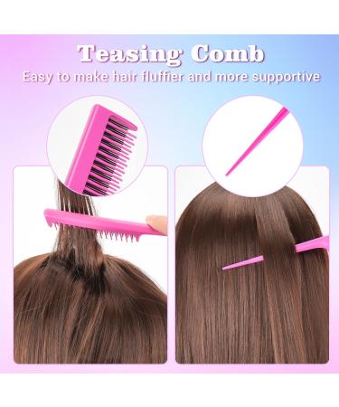 8PCS Hair Brush Comb Set - Pink Hair Brushes for Women, Kids, and Babies - Buy Online on SooperMarket.com