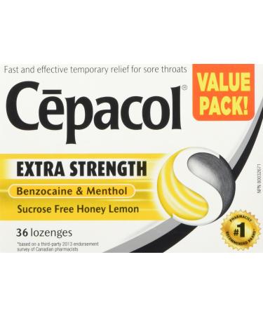 C pacol Extra Strength Sucrose Free Honey Lemon Sore Throat lozenges Value Pack 36 count