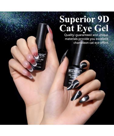 Buy MIZHSE 9D Cat Eye Gel Nail Polish - Silver Magnetic Gel for Stunning Holographic Galaxy Effect | Soak Off Nail Art for DIY Manicure at Home - Buy Online on SooperMarket.com