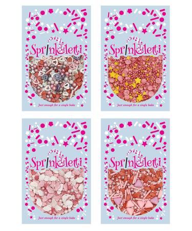 Sprinkletti - Sprinkle Mixes - Cupid Themed Box of 4 pouches - Cake Topper Sprinkles - 4 x 30g Edible Cupcake Decorations - Perfect for Secret Santa gifts Christenings Valentines & Parties