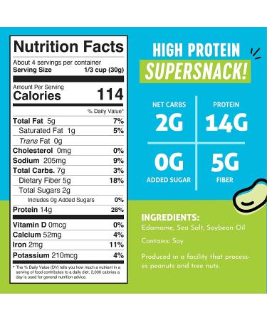 The Only Bean Sea Salt Edamame Beans - High Protein Keto Snack (14g Protein) - Gluten-Free, Vegan, Low Carb & Calorie - 4 oz (Pack of 3) - Buy Online on SooperMarket.com