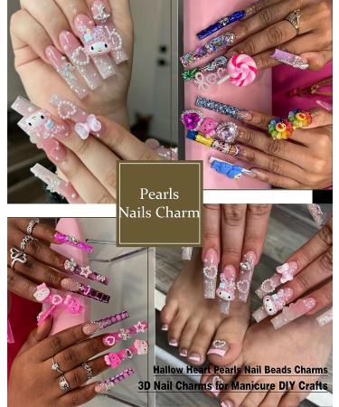 BELICEY Creamy-White Pearls Heart Nail Art Charms - 500pcs Mixed Flatback Pearls for Cute 3D Nails Design & DIY Jewelry - S2-White - Buy Online on SooperMarket.com