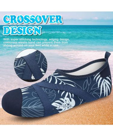 VIFUUR Water Shoes for Women and Men - Blue Leaf | Quick Dry Aqua Socks for Beach, Swim, Yoga, Outdoor Sports - Buy Online on SooperMarket.com