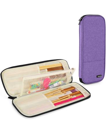 Teamoy Knitting Needles Case (Up to 14'')  Travel Organizer Storage Bag for Knitting Needles  Tunisian Crochet Hooks and Accessories  Purple Purple Needle Case (Pack of 1)